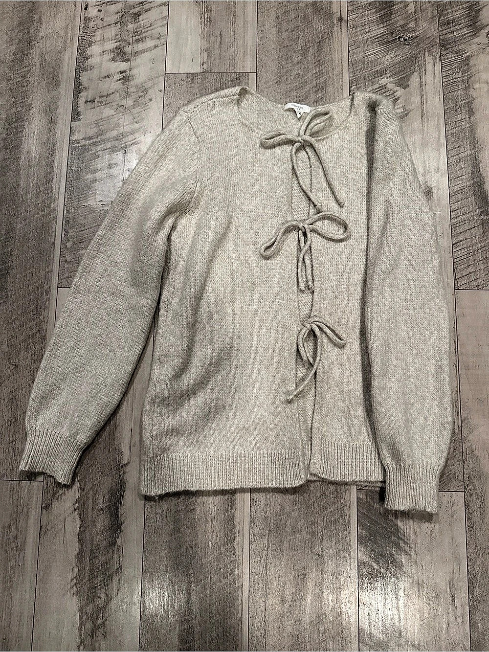 Lace-Up Knit Sweater in Beige